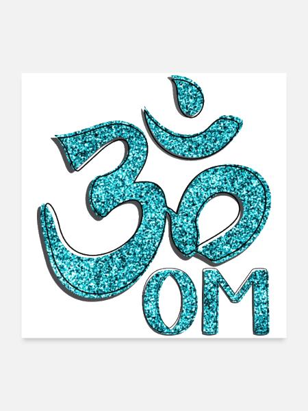 Turquoise Glitter Om Symbol - Poster 24x24 - white - Front