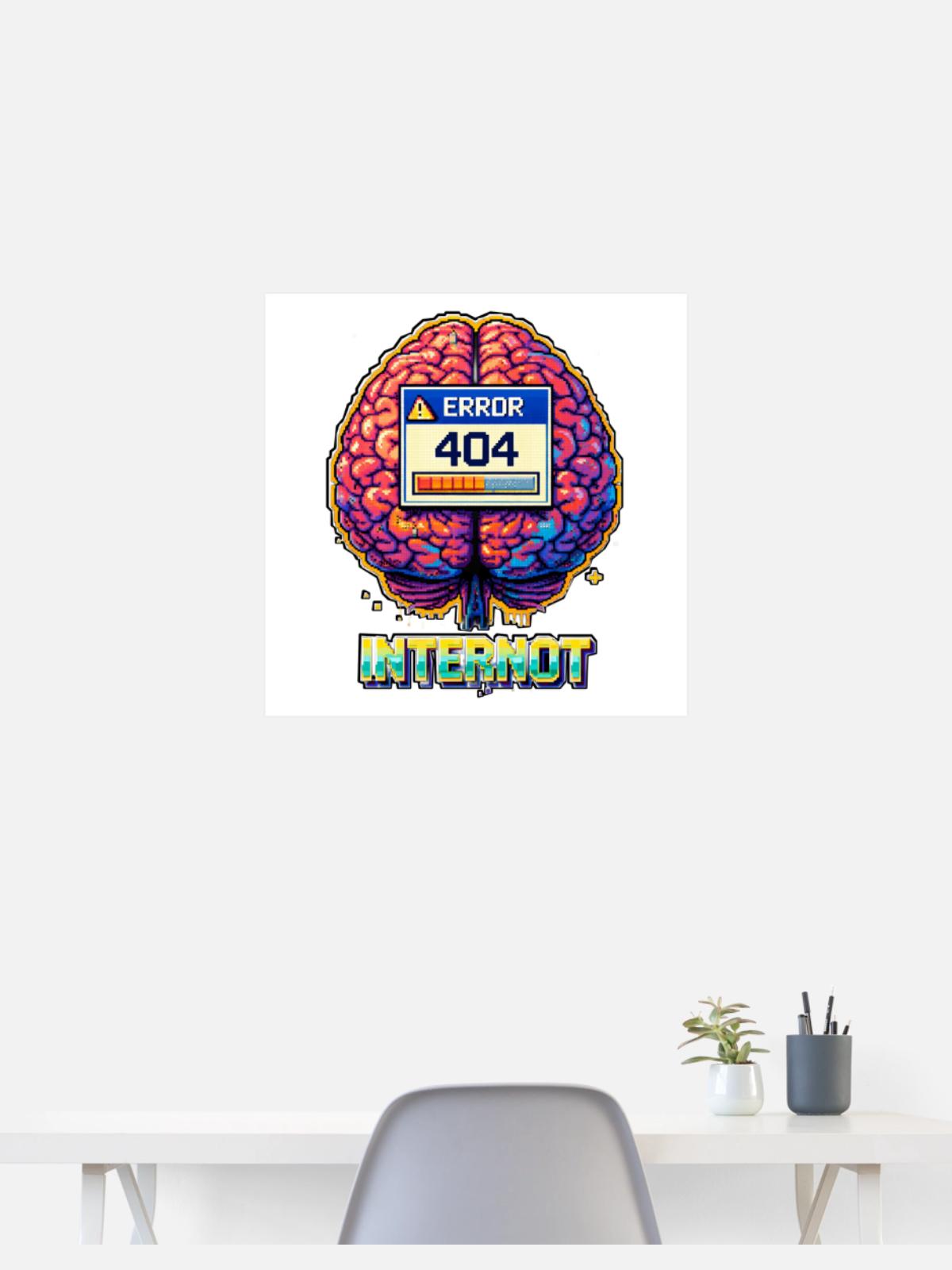 Retro Brain 404 Internet - Poster 24x24 - white - Front