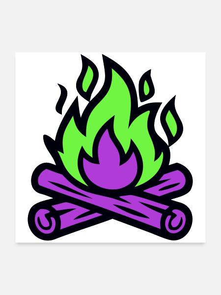 Neon Campfire Festival Logo - Poster 24x24 - white - Front
