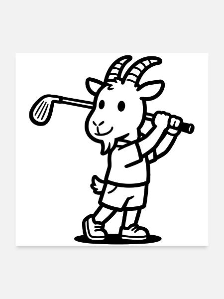 goat playing golf - Poster 24x24 - white - Front