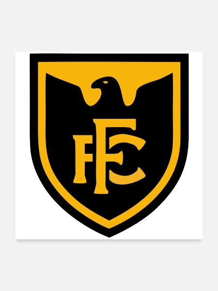Logo du blason de football Eagle FC - Poster 24 x 24 po - blanc - Devant