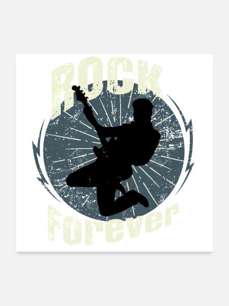 Rock Forever – Grunge Guitarist Design - Poster 24x24 - white - Front