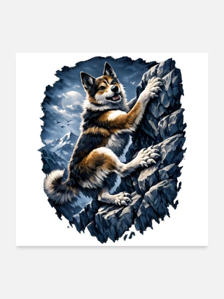 Alpine Husky Climber - Poster 24x24 - white