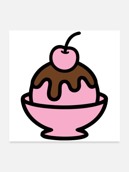 Ice Cream Sundae Graphic - Poster 24x24 - white - Front