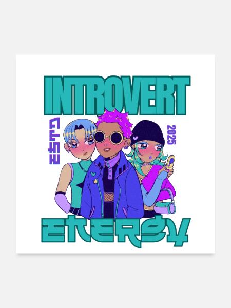 Illustrated Quote introvert  - Poster 24x24 - white - Front
