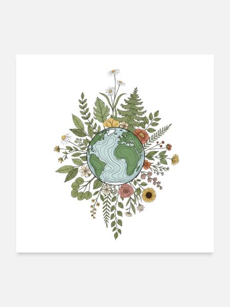 Earth Embraced by Nature - Poster 24x24 - white - Front