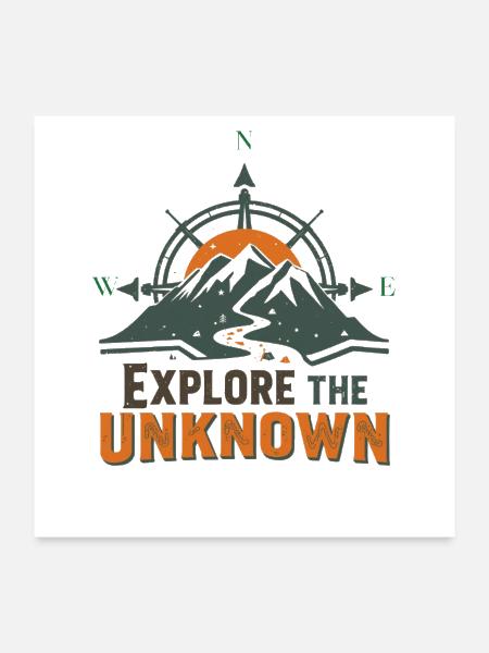 Explore the Unknown: Mountain Compass - Poster 24x24 - white - Front
