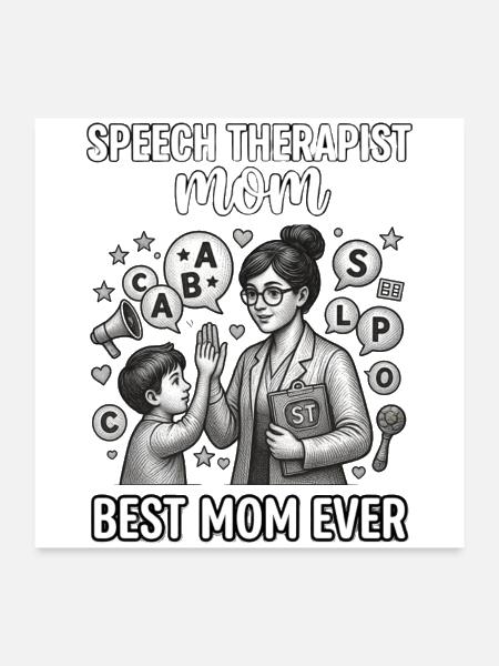 Speech Therapist Mom Best Mom - Mothers Day 2026 - Poster 24x24 - white - Front
