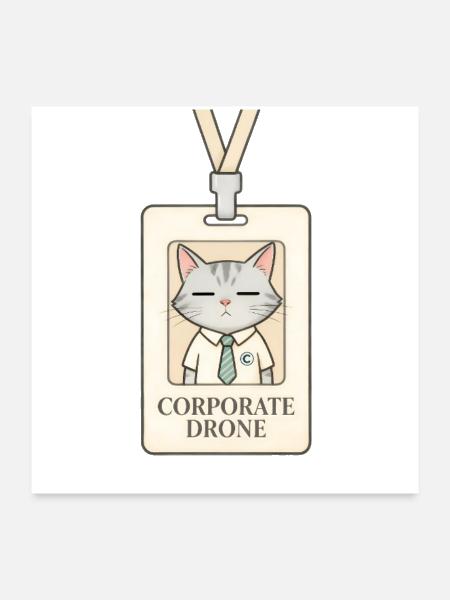 Corporate Drone Cat Badge - Poster 24x24 - white - Front