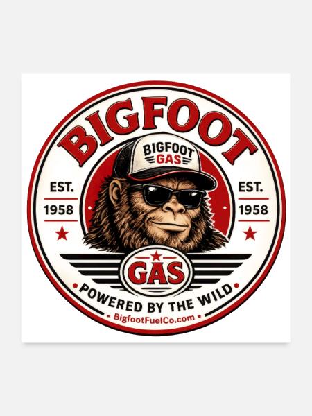 Bigfoot Gas Retro Emblem - Poster 24x24 - white - Front