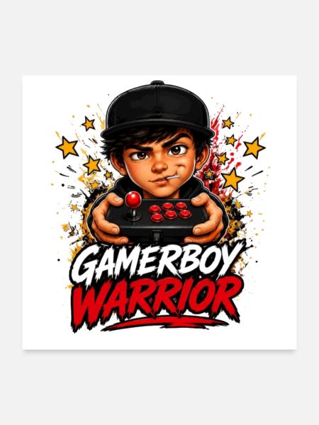 GamerBoyWarrior Retro Arcade Gamer – Classic Gamin - Poster 24x24 - white - Front