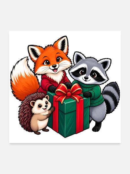 Forest Friends Gift Trio - Poster 24x24 - white - Front