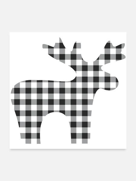 Checker Moose Silhouette - Poster 24x24 - white - Front