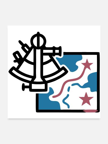 Sextant Navigation Map Vector - Poster 24x24 - white - Front