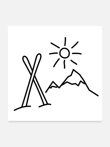 Conception de ski pour les sports d’hiver et les amateurs de ski - Poster 24 x 24 po - blanc - Devant