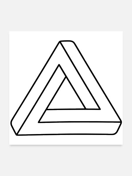 Impossible Tribar Geometric Illusion - Poster 24x24 - white - Front