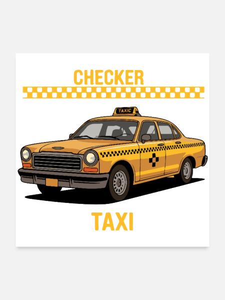 Retro Taxi Checker Design - Poster 24x24 - white - Front