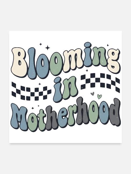 Blooming Motherhood Groovy Checkered Mama Gift - Poster 24x24 - white - Front
