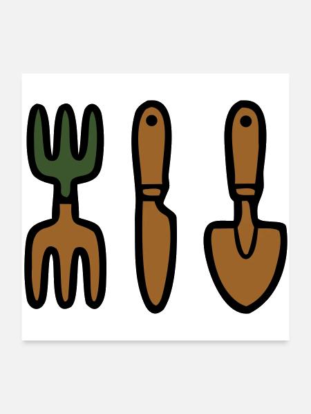 Outils de jardin Jardinage Jardinier Loisir Jardin - Poster 24 x 24 po - blanc - Devant