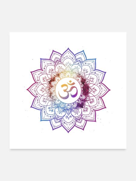 Mandala with Om Symbol - Poster 24x24 - white - Front