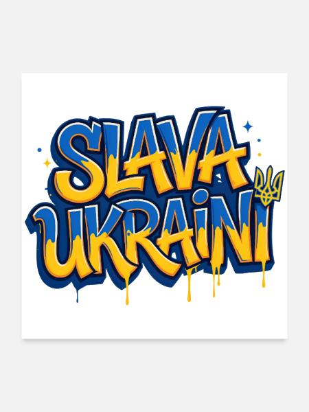 Slava Ukraini Graffiti - Glory To Ukraine Tryzub - Poster 24x24 - white - Front