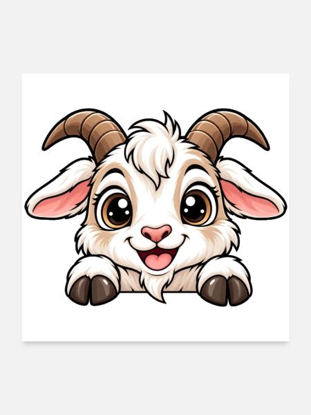 Cute Peekaboo Goat - Poster 24x24 - white - Front
