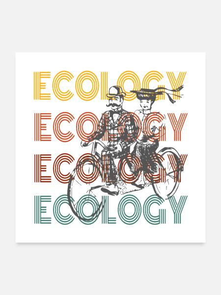 Ecology on Wheels Vintage Cyclists - Poster 24x24 - white - Front
