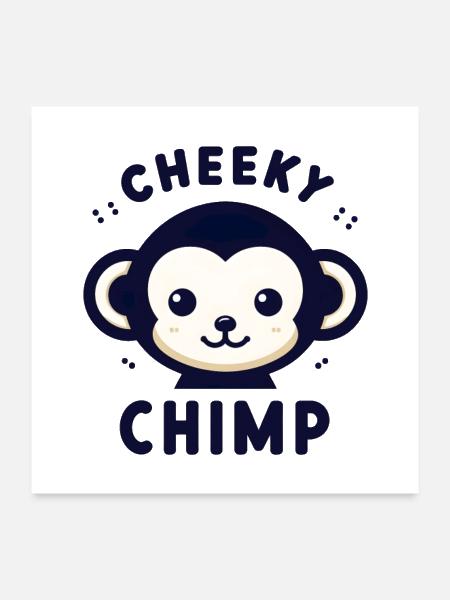 Cheeky Chimp Sleek Minimalism Monkey - Poster 24x24 - white - Front