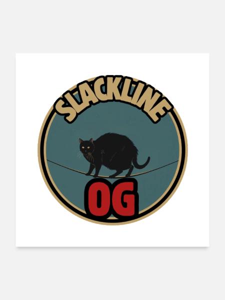 Slackline OG – Cool Black Cat - Poster 24x24 - white - Front