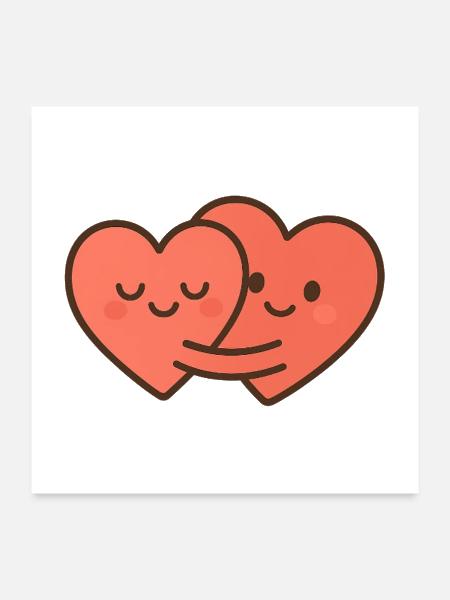 Hugging Hearts Duo - Poster 24x24 - white