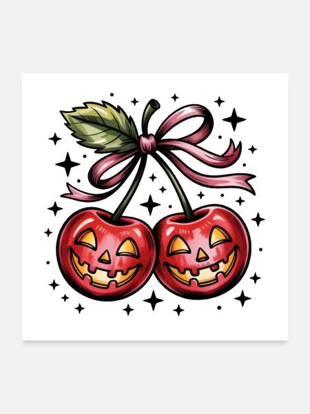 Cherry Spooky season halloween - Poster 24x24 - white - Front