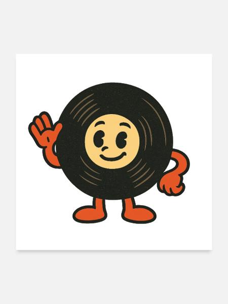 Vinyl Mascot Wave - Poster 24x24 - white