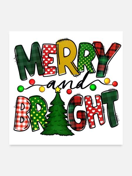 Merry and Bright Christmas - Poster 24x24 - white - Front