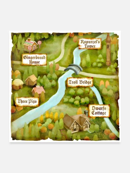 Fairy Tale Map - Poster 24x24 - white - Front