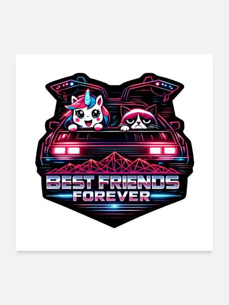 Neon Best Friends Forever - Poster 24x24 - white