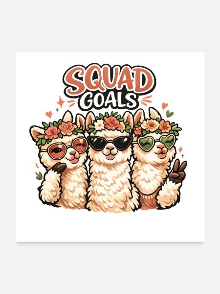 Squad Goals Alpacas in Bloom - Poster 24x24 - white - Front