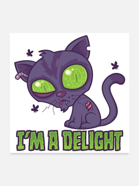Delightfully Undead Creepy Cute Cat - Poster 24x24 - white - Front