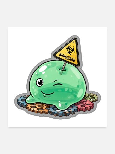 Winking Biohazard Slime with Rusty Gears - Poster 24x24 - white - Front