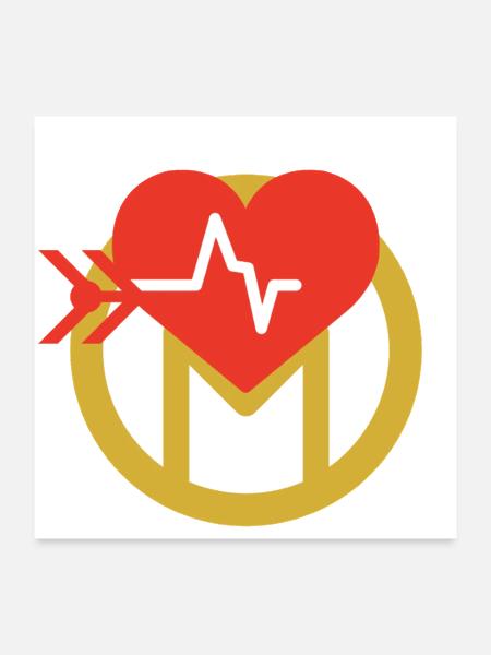 M Heartbeat Emblem - Poster 24x24 - white