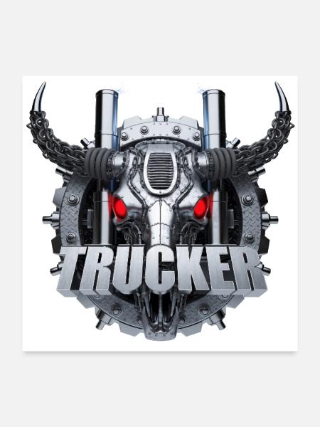 Steel Skull Trucker Emblem - Poster 24x24 - white - Front