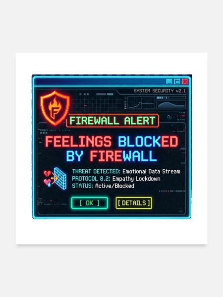 Feelings Blocked by Firewall - Poster 24x24 - white - Front