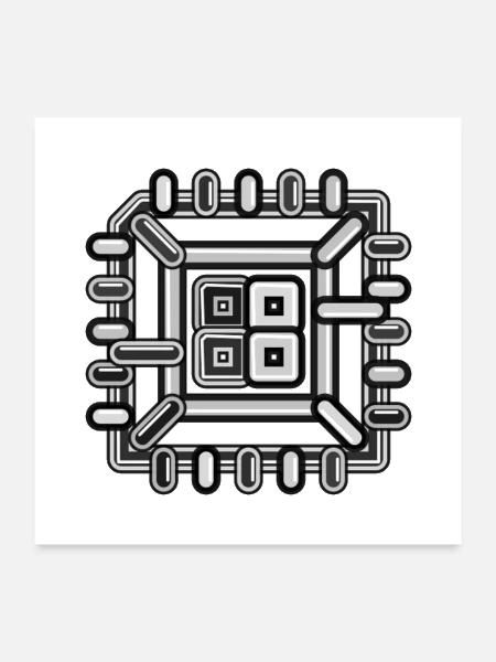 Monochrome Microchip Circuit - Poster 24x24 - white - Front