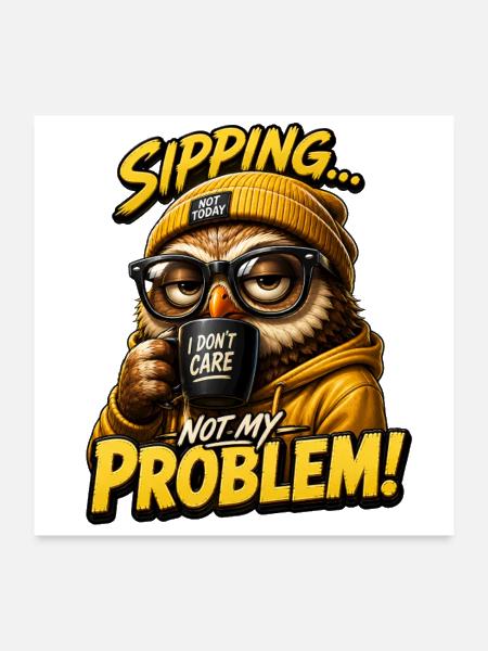 Sipping Owl Not My Problem - Poster 24x24 - white - Front