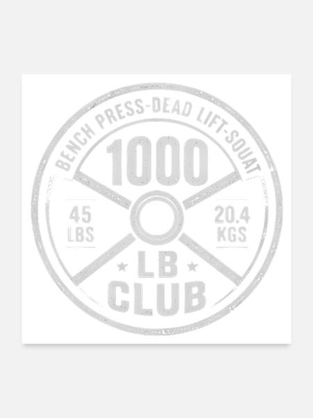 1000 LB Club Barbell Emblem - Poster 24x24 - white - Front