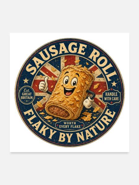 Sausage Roll Society - Flaky by Nature - Poster 24x24 - white - Front