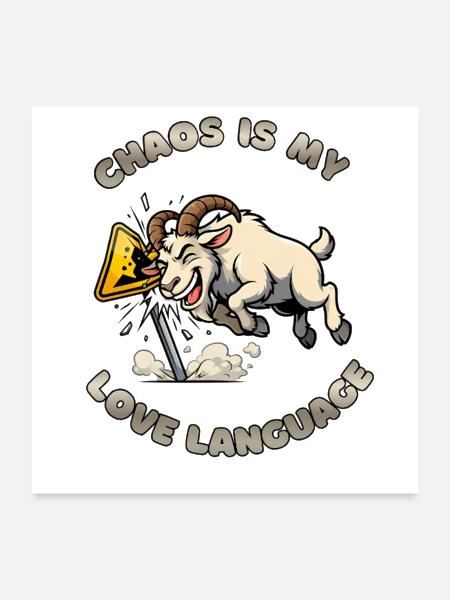 Chaos Is My Love Language Goat - Poster 24x24 - white - Front