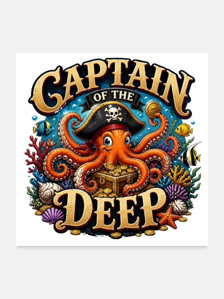 Captain of the Deep Octopus - Poster 24x24 - white - Front