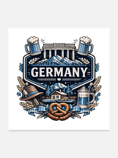 Vintage-German-Heritage-Oktoberfest-Berlin-Gate-- - Poster 24x24 - white - Front