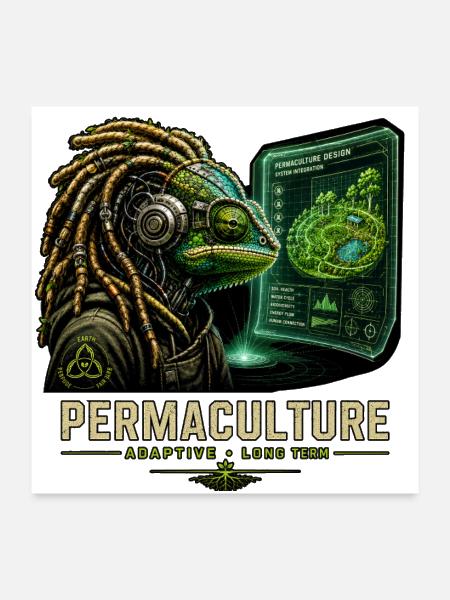 Permaculture chameleon: Adaptive lifestyle - Poster 24x24 - white - Front
