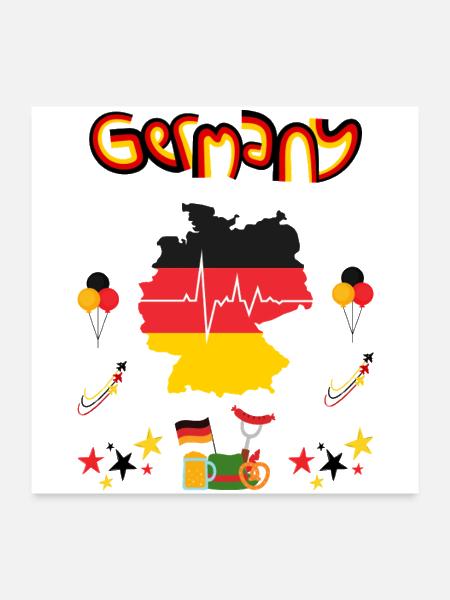Germany-Heartbeat-Flag-Map-Deutschland - Poster 24x24 - white - Front
